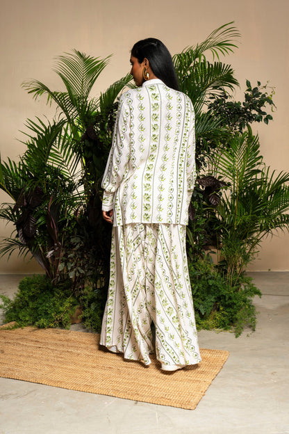 Olive Riviera Kurta With Draped Pants